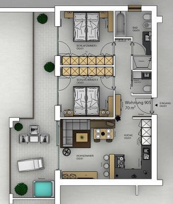 Neu: Typ 15 – Two Bedroom Suite mit Terrasse und Whirlpool 