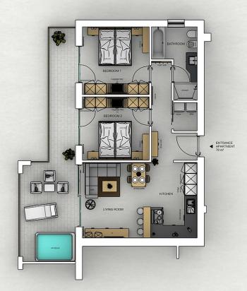 New: Type 15 - Two Bedroom Suite with patio and Jacuzzi